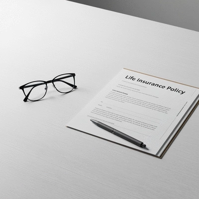 Close-up of a final expense life insurance policy document on a clean desk.